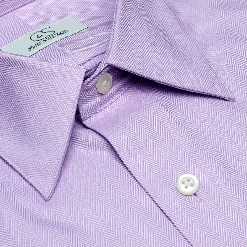 The Charleston - Wrinkle-Free Herringbone Cotton Dress Shirt in Lavender (Big & Tall Fits Only) by Cooper & Stewart